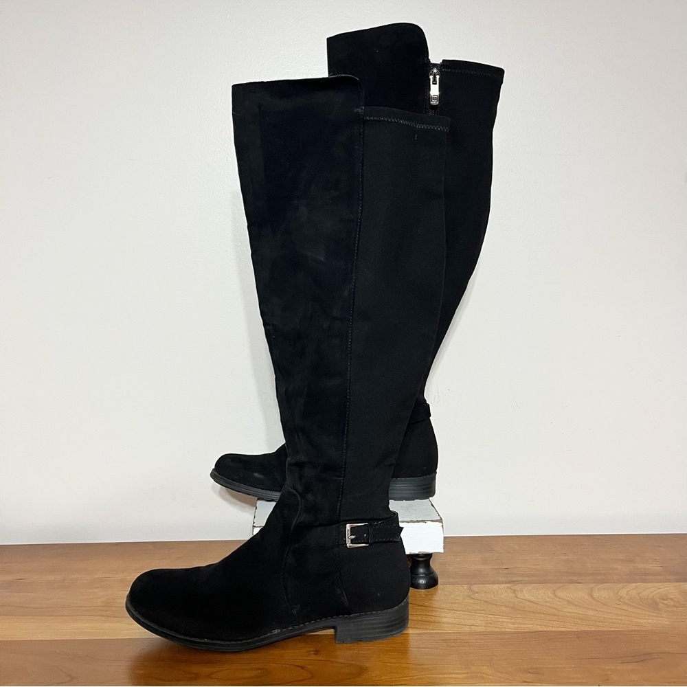 Women’s Liz Claiborne‎ Knee High Black Faux Suede Leather Boots Size 8.5M